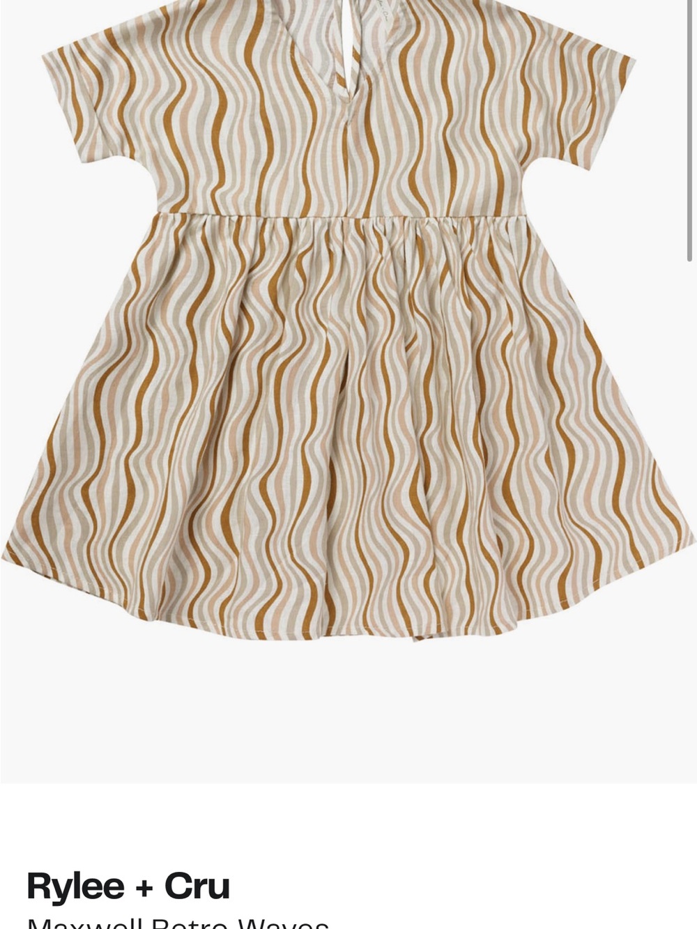 Rylee + Cru Retro Wave Short Sleeve Dress in Beige and Tan